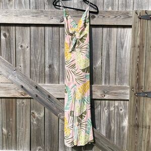 Dress Forum Pastel Leaf Print Dress Size M